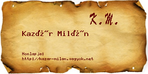 Kazár Milán névjegykártya