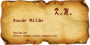 Kazár Milán névjegykártya